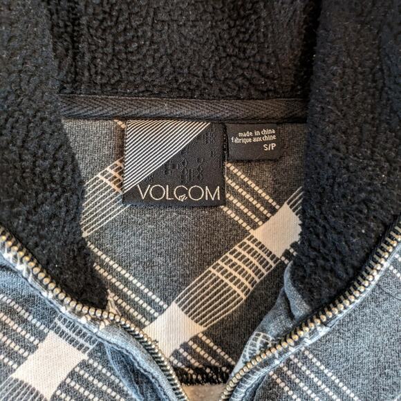 Volcom Womens Gray Black Plaid Flannel Zip Hoodie Hoody Y2K Skater Gear Jacket - Picture 2 of 10